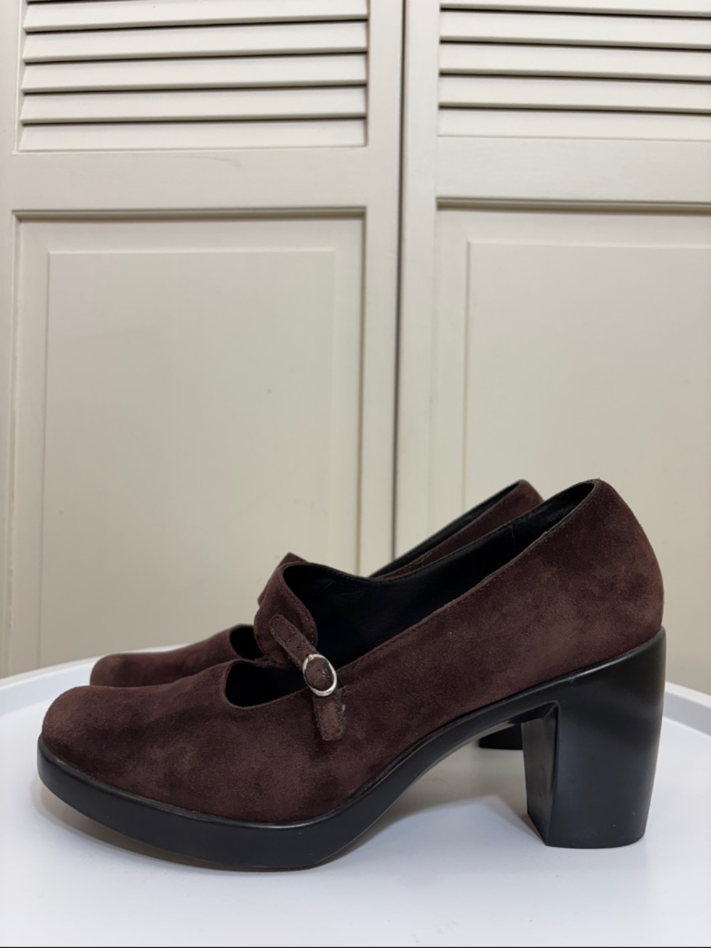 Dansko Brown Suede Mary Jane Block Heel Pumps
